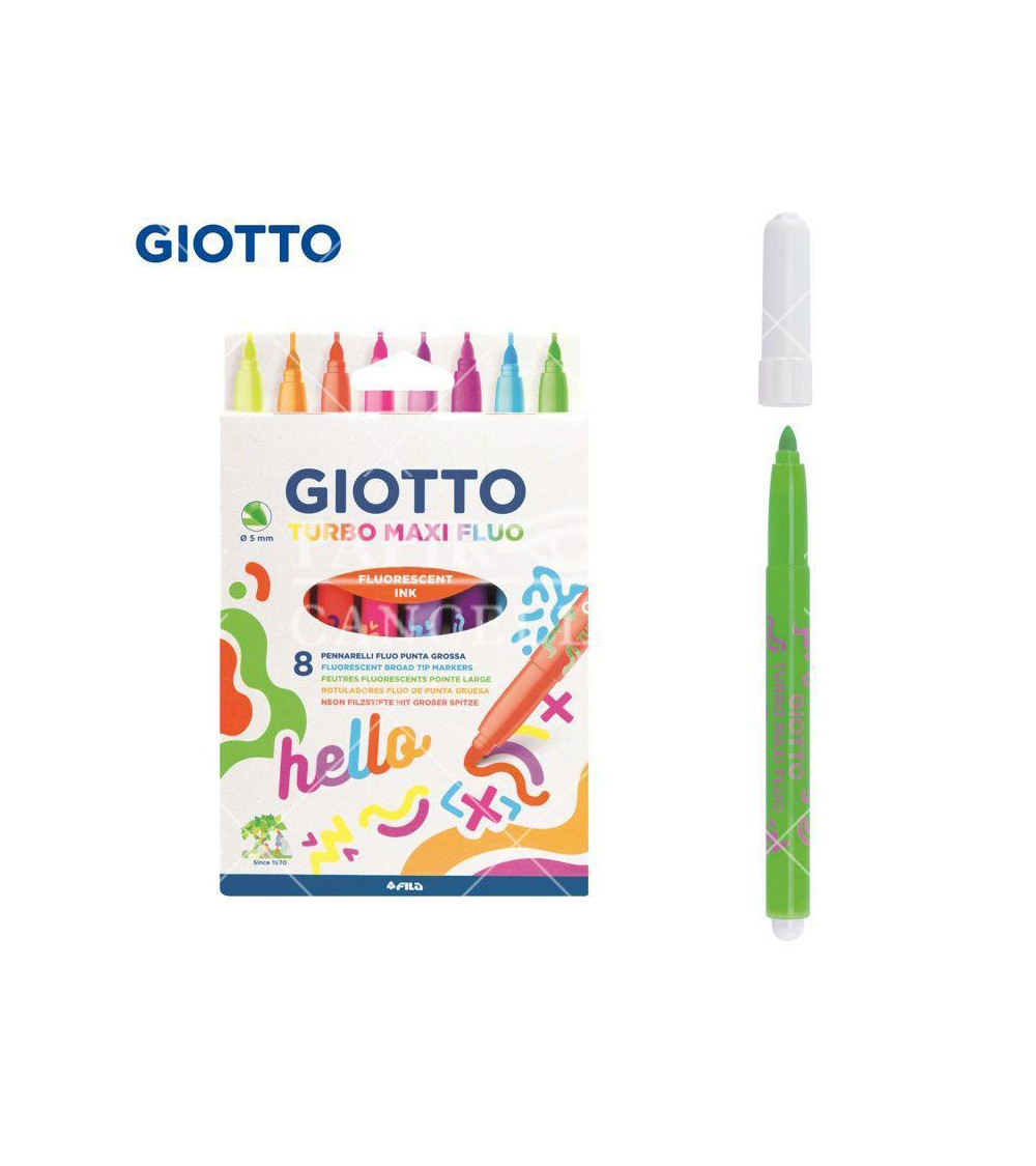 Giotto Turbo Maxi Fluo Markers Set Of 8 - The Art Store